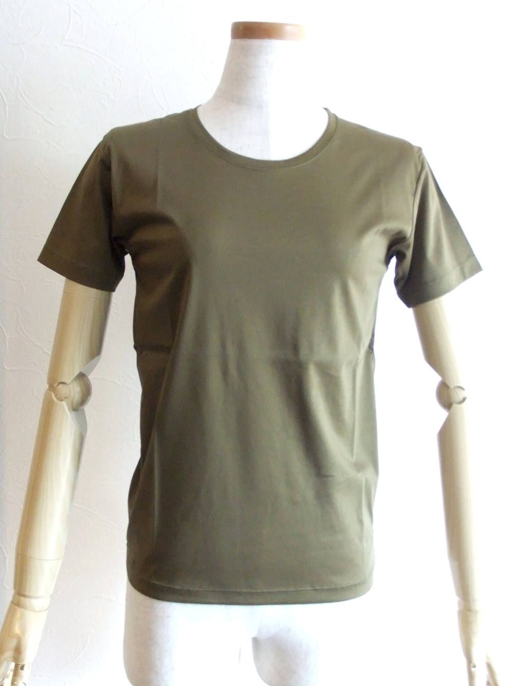 半袖 クルーネック コットン Tシャツ (オリーブグリーン)