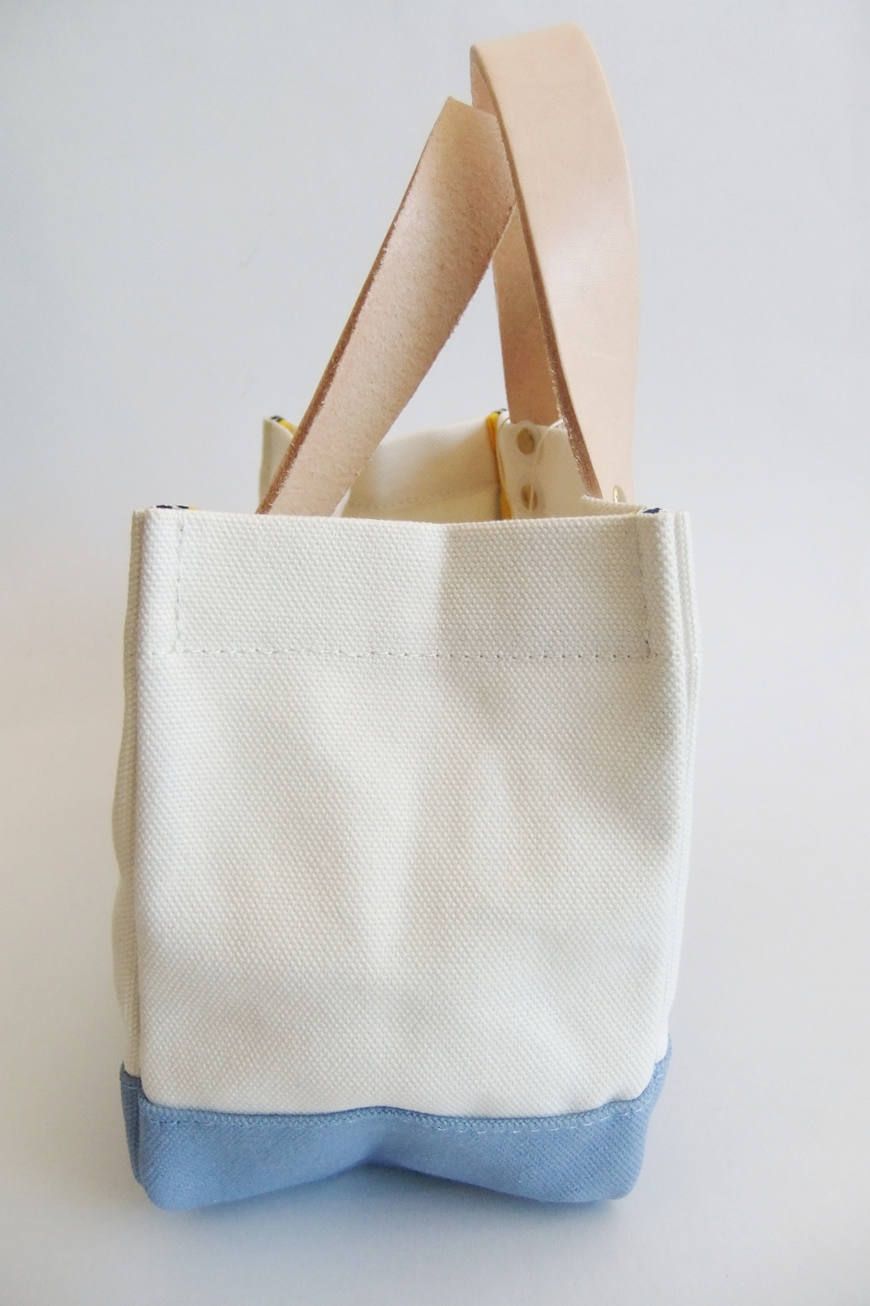 PATCH TOTE NAVY  ミニトートバッグ ( WHITE × SAX )