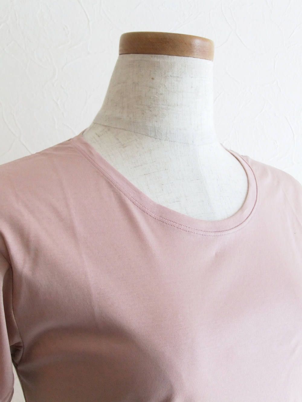 半袖 クルーネック コットン Tシャツ (モスピンク)