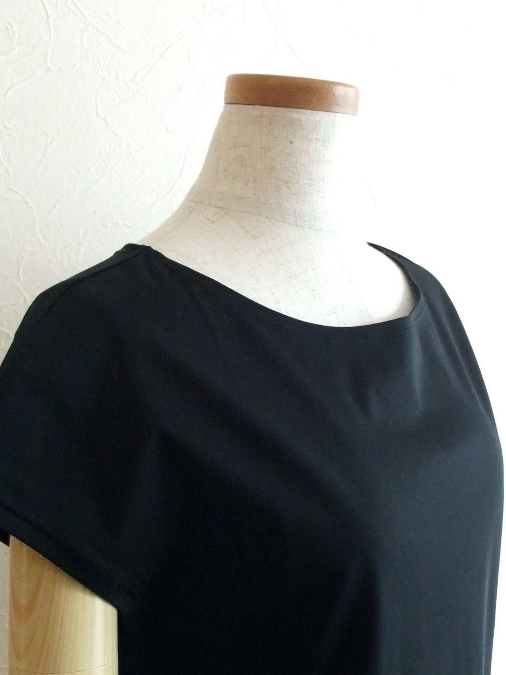 フレンチスリーブ コットン Tシャツ (ブラック)