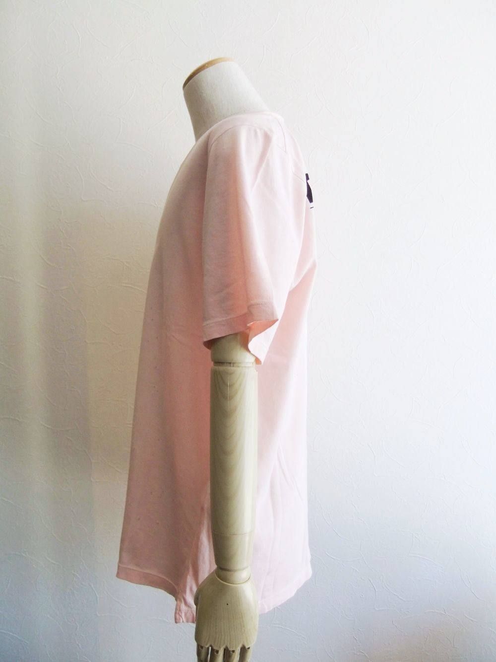 BACK ロゴプリント V-NECK T-SHIRT (PINK)  Best Fade Slouch Fit  S74GD0539