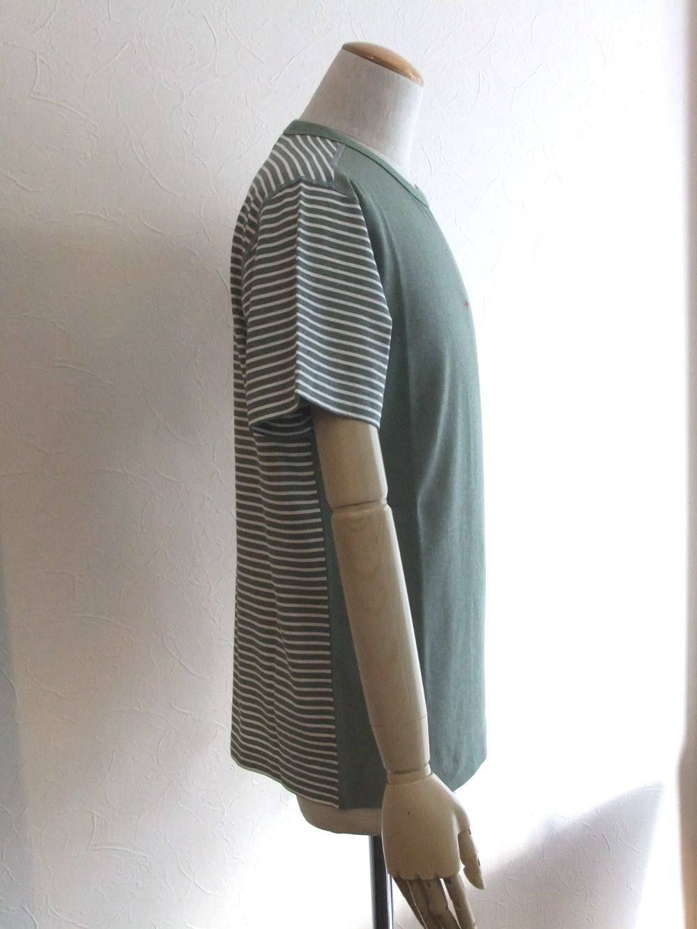 STRIPED  プリント切替 クルーネック Tシャツ  7015233X3