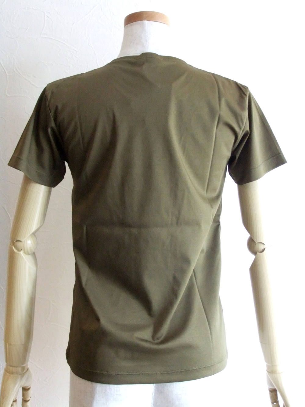半袖 クルーネック コットン Tシャツ (オリーブグリーン)