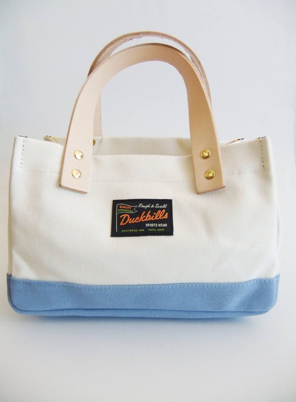 PATCH TOTE NAVY  ミニトートバッグ ( WHITE × SAX )