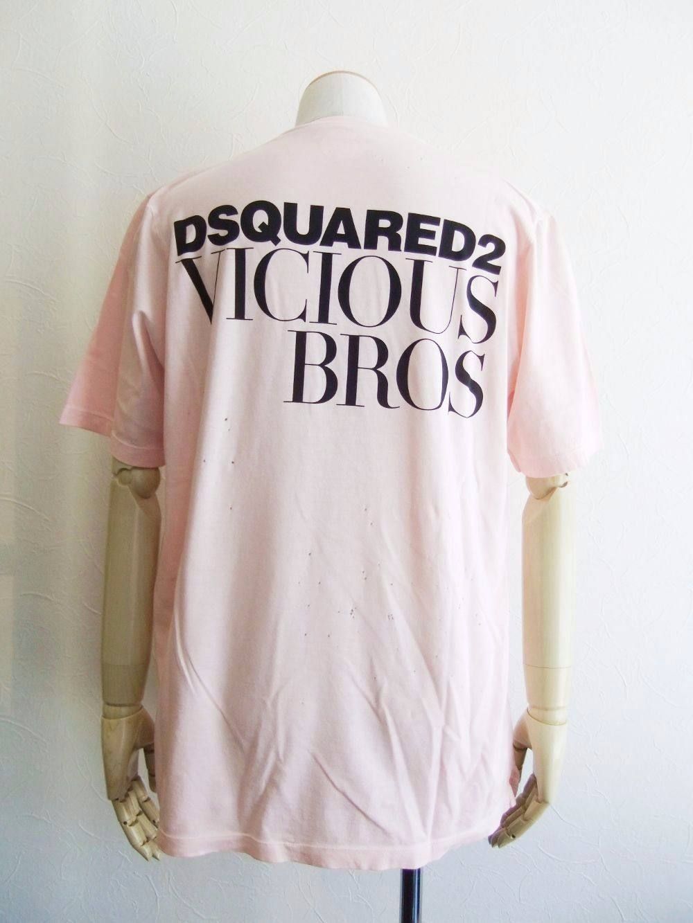 BACK ロゴプリント V-NECK T-SHIRT (PINK)  Best Fade Slouch Fit  S74GD0539