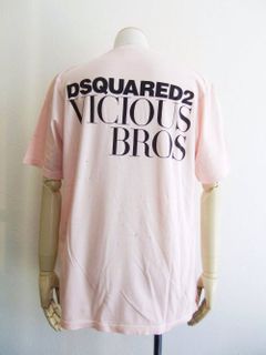 BACK ロゴプリント V-NECK T-SHIRT (PINK)  Best Fade Slouch Fit  S74GD0539