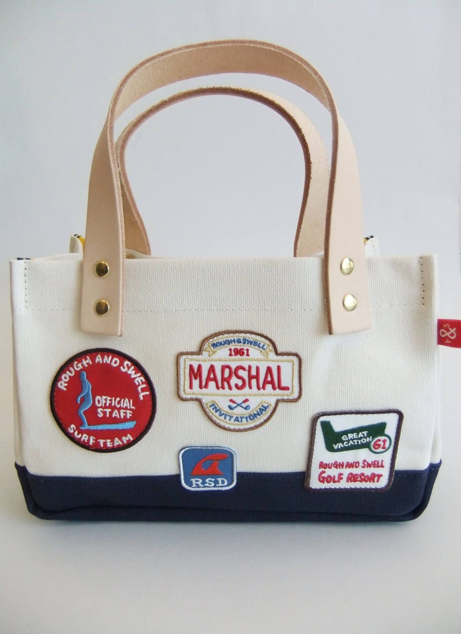 PATCH TOTE NAVY  ミニトートバッグ ( WHITE × NAVY )