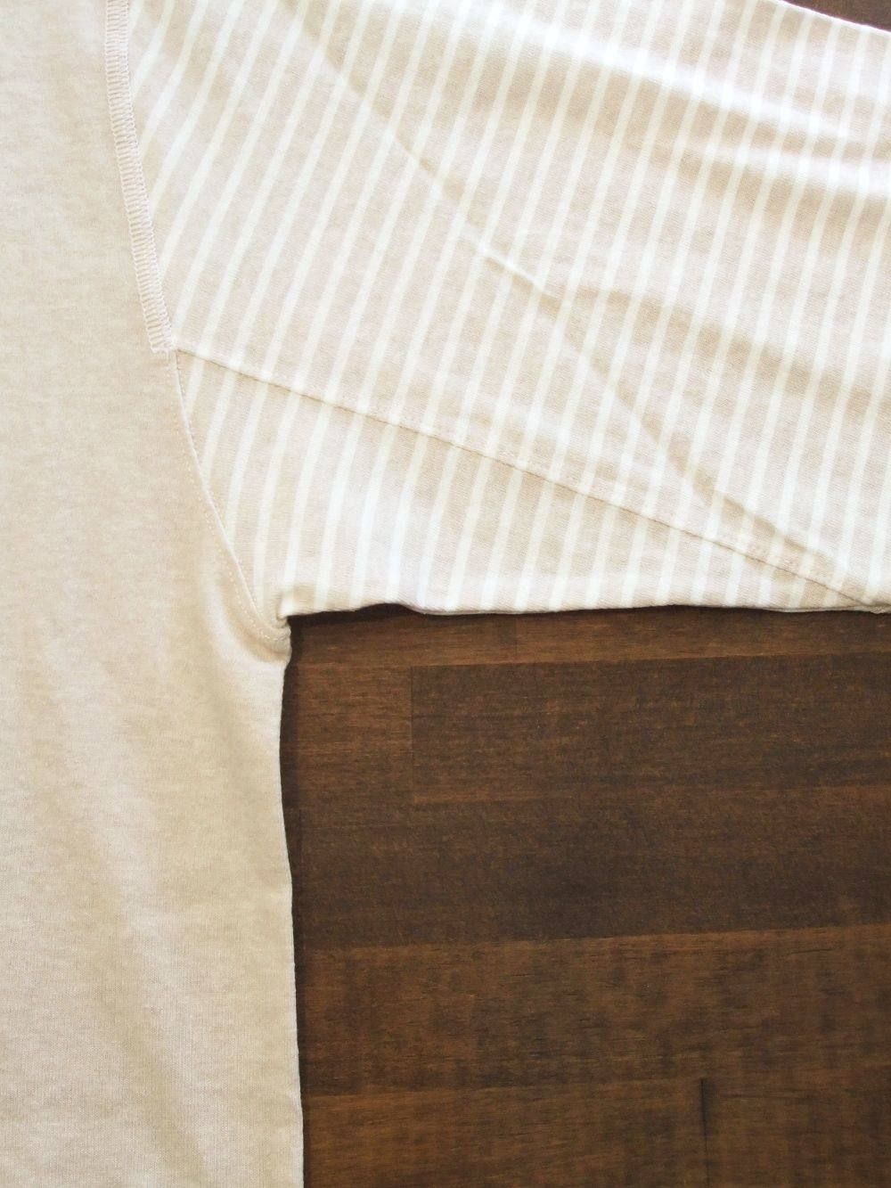 STRIPED  プリント切替 クルーネック L/Tシャツ  7015244X4
