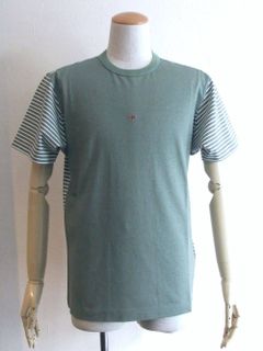STRIPED  プリント切替 クルーネック Tシャツ  7015233X3