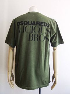 BACK ロゴプリント V-NECK T-SHIRT (KHAKI)  Best Fade Slouch Fit  S74GD0539