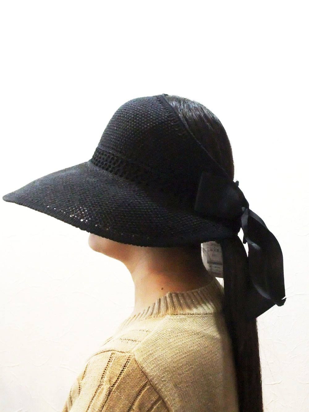 バックオープン つば広 サンバイザー  (ブラック)SH-58716