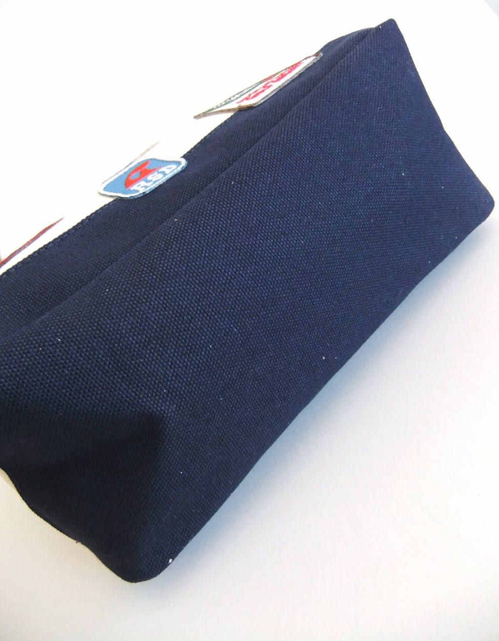 PATCH TOTE NAVY  ミニトートバッグ ( WHITE × NAVY )