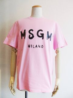 手描き ロゴプリント コットン T-シャツ (PINK)