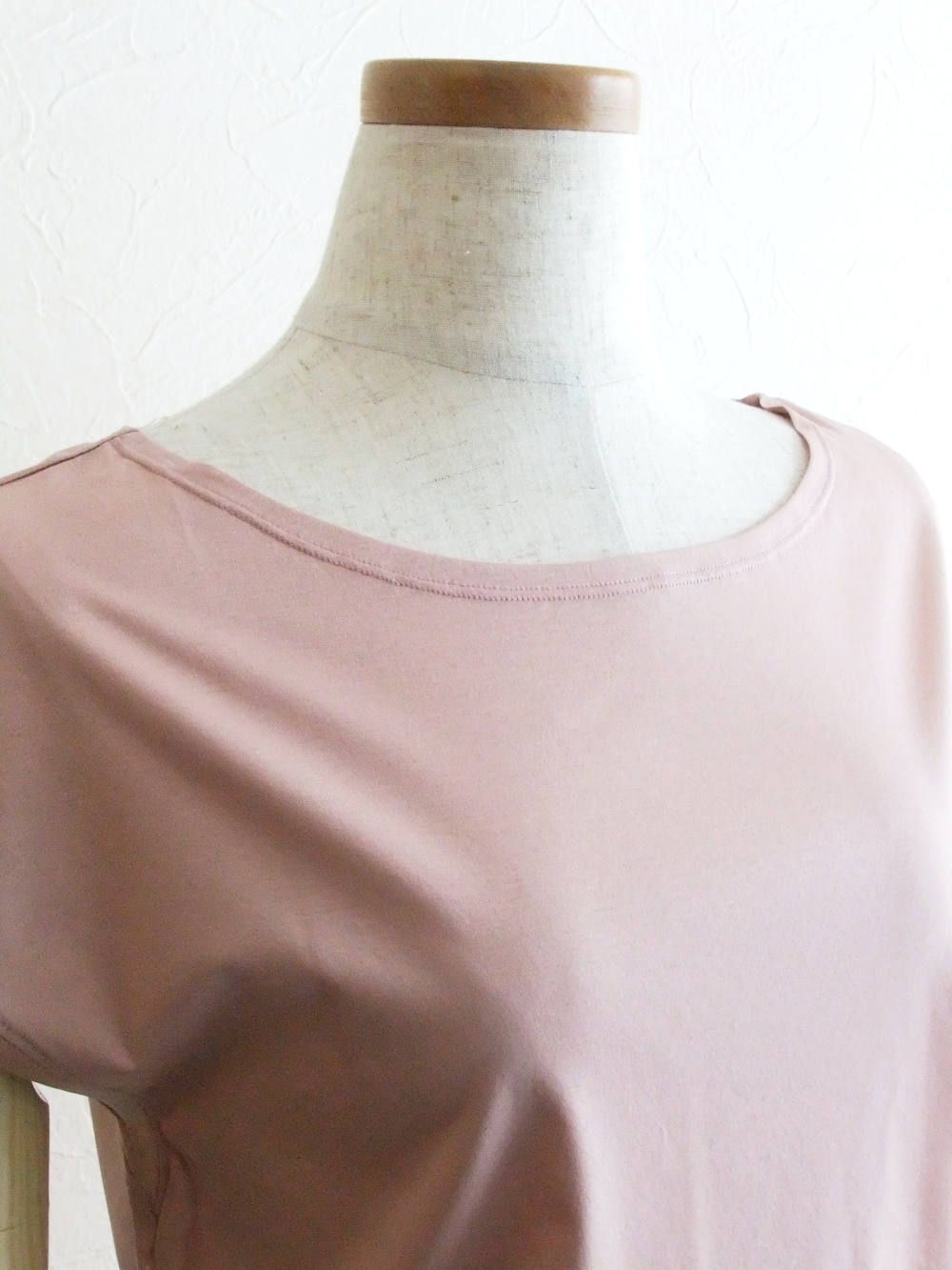フレンチスリーブ コットン Tシャツ (モスピンク)