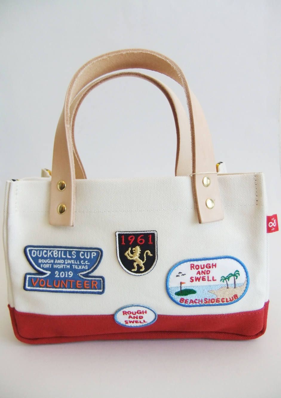 PATCH TOTE NAVY  ミニトートバッグ ( WHITE × RED )