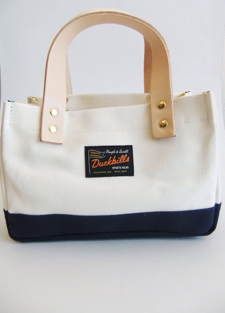 PATCH TOTE NAVY  ミニトートバッグ ( WHITE × NAVY )