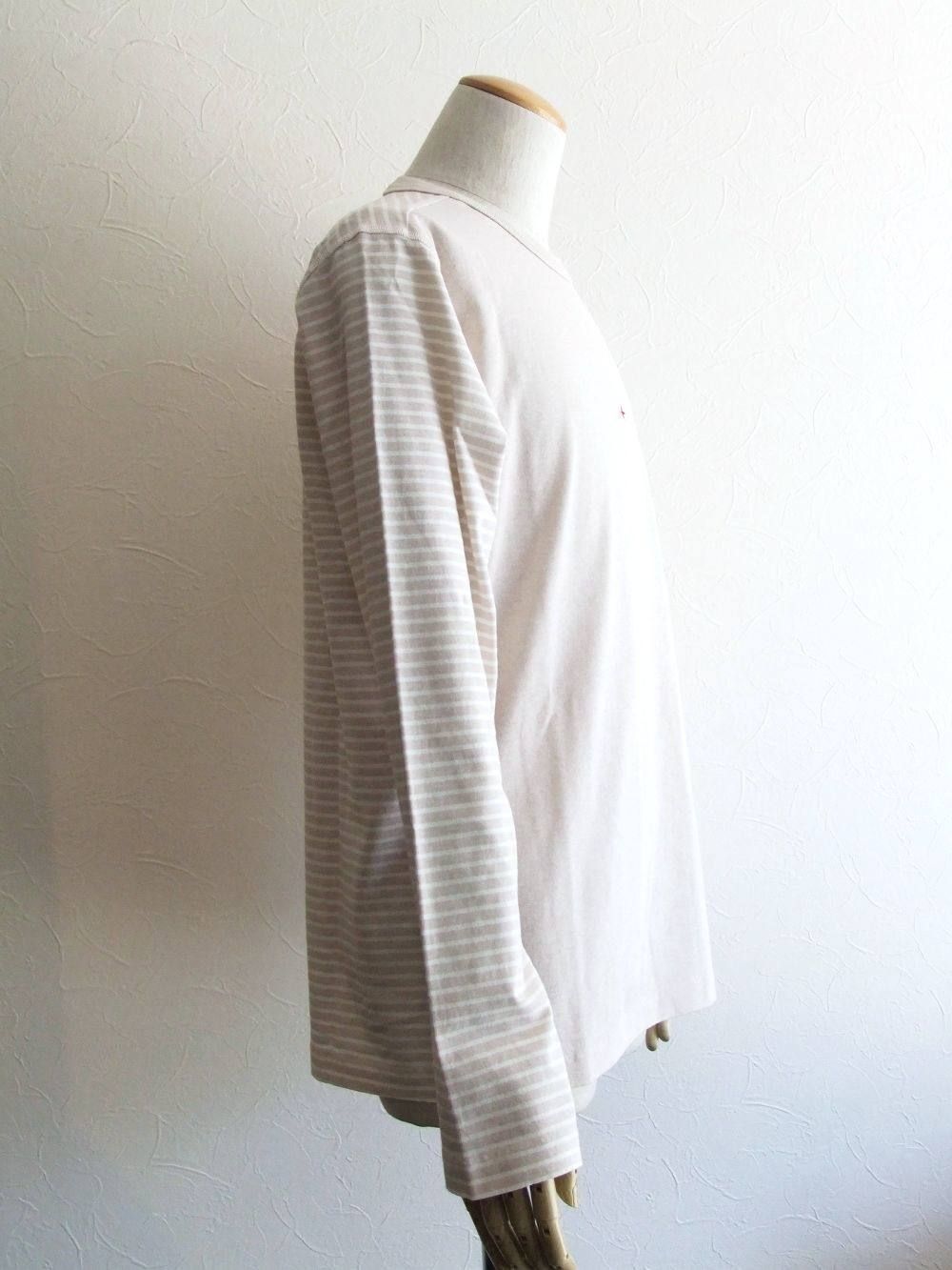 STRIPED  プリント切替 クルーネック L/Tシャツ  7015244X4