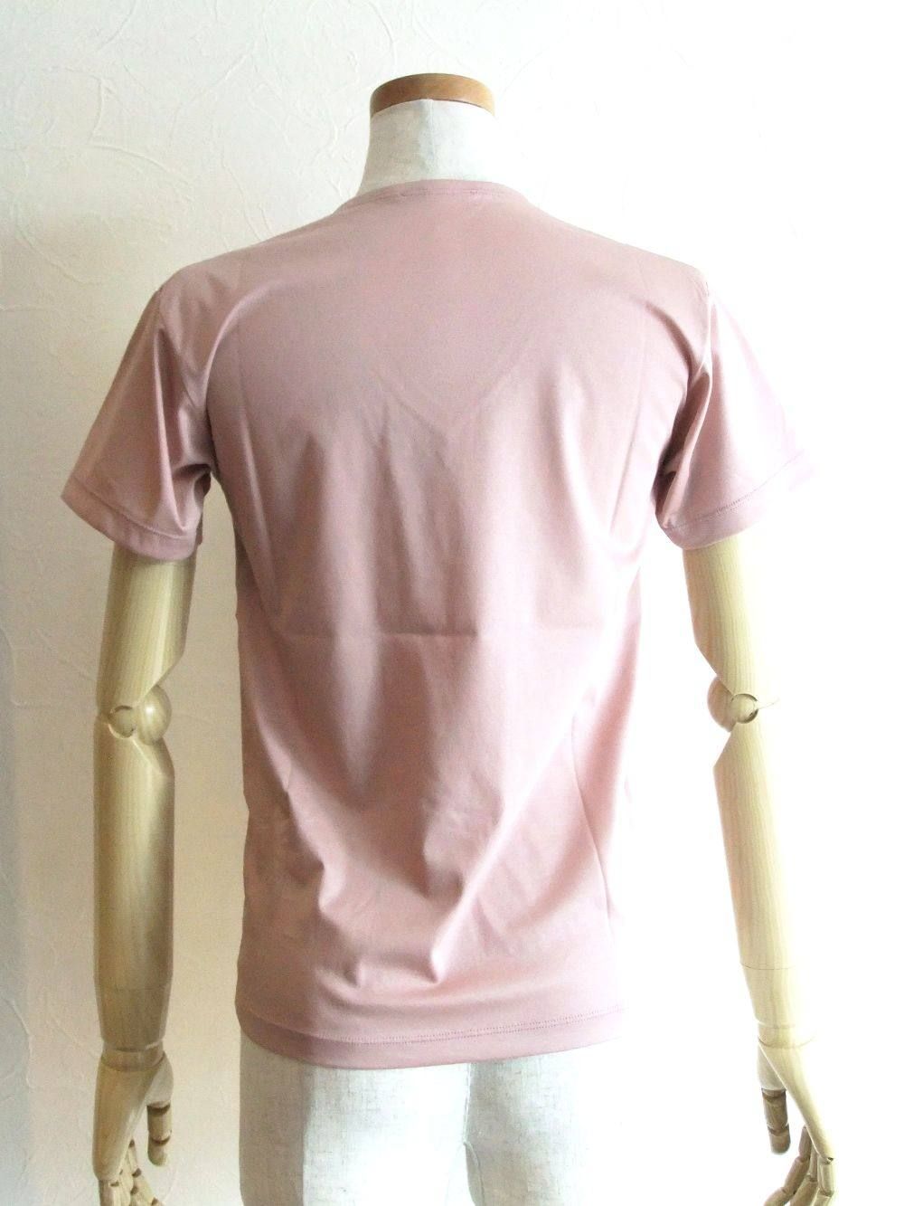 半袖 Vネック コットン Tシャツ (モスピンク)