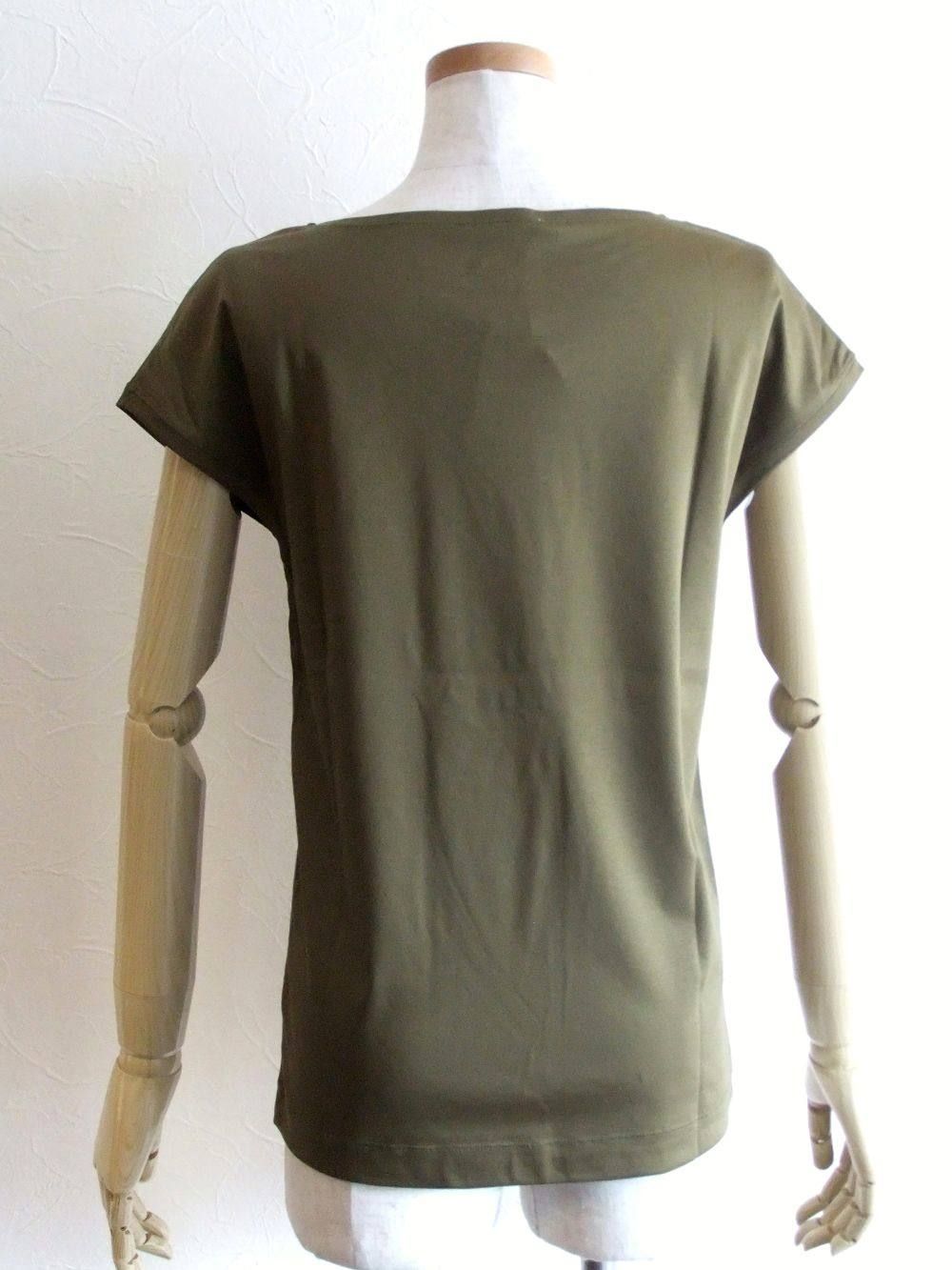 フレンチスリーブ コットン Tシャツ (オリーブグリーン)