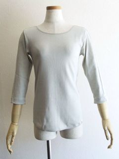 テレコ  7分袖 シーム Tシャツ (ライトグレー)  192026