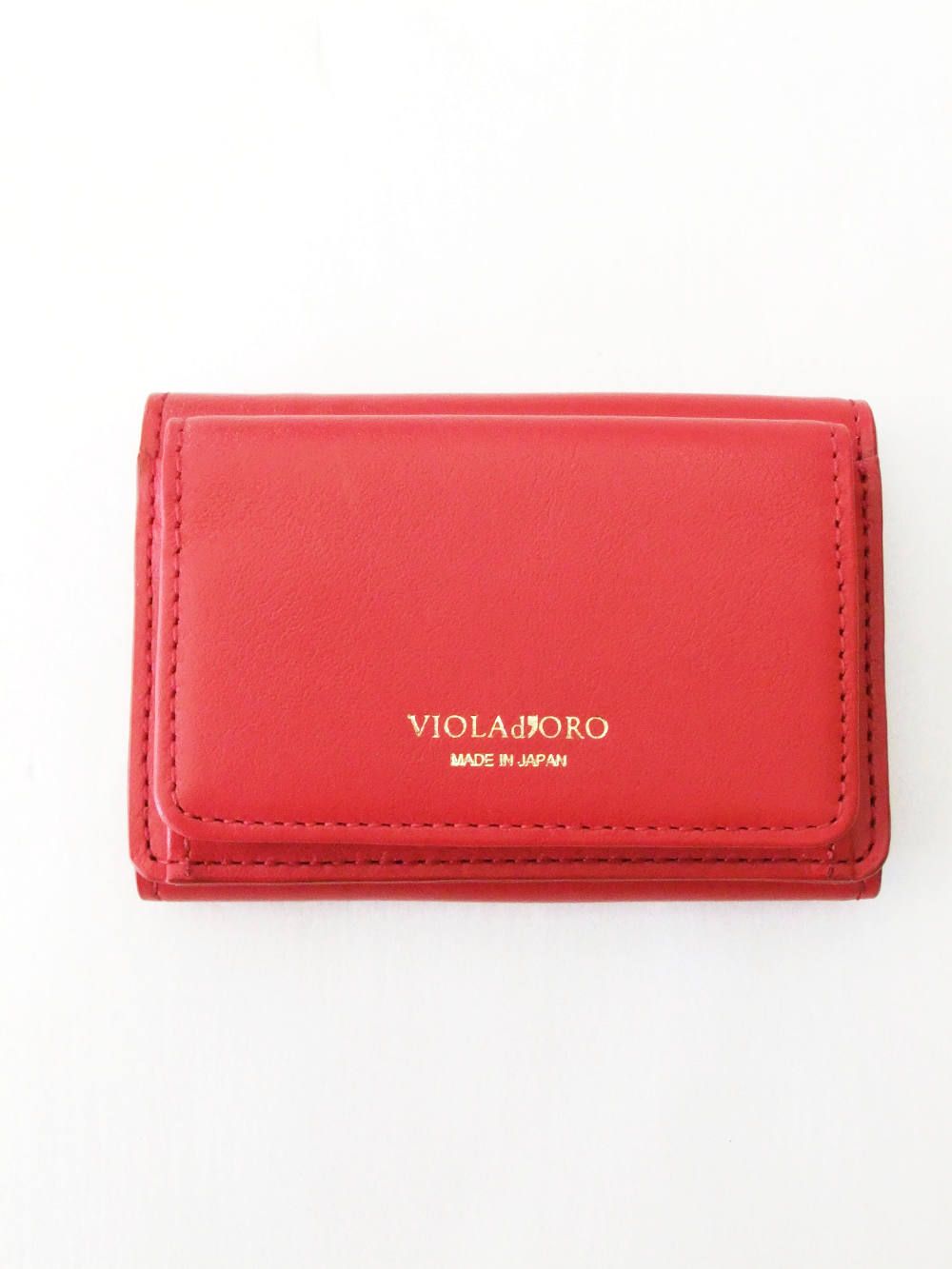 VIOLAd'ORO - 三つ折り財布 SS (レッド) PORTA V-5041 | 4.444glad