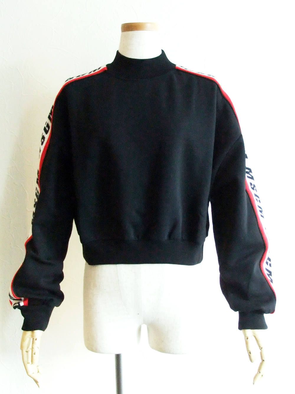 《LADIES》 スリーブ ロゴ スウェット ショート トレーナー   MDM86-195799