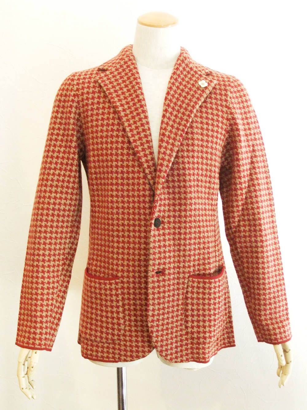 KNIT 2B JACKET ハウンドツース ニットジャケット (レッド)LJM56-53014