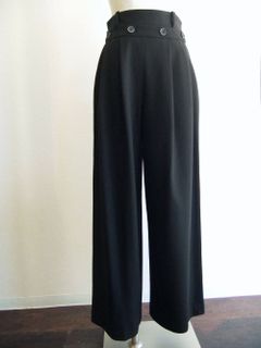 ボタンベルト付き  ワイドパンツ (ブラック)   SP-11176
