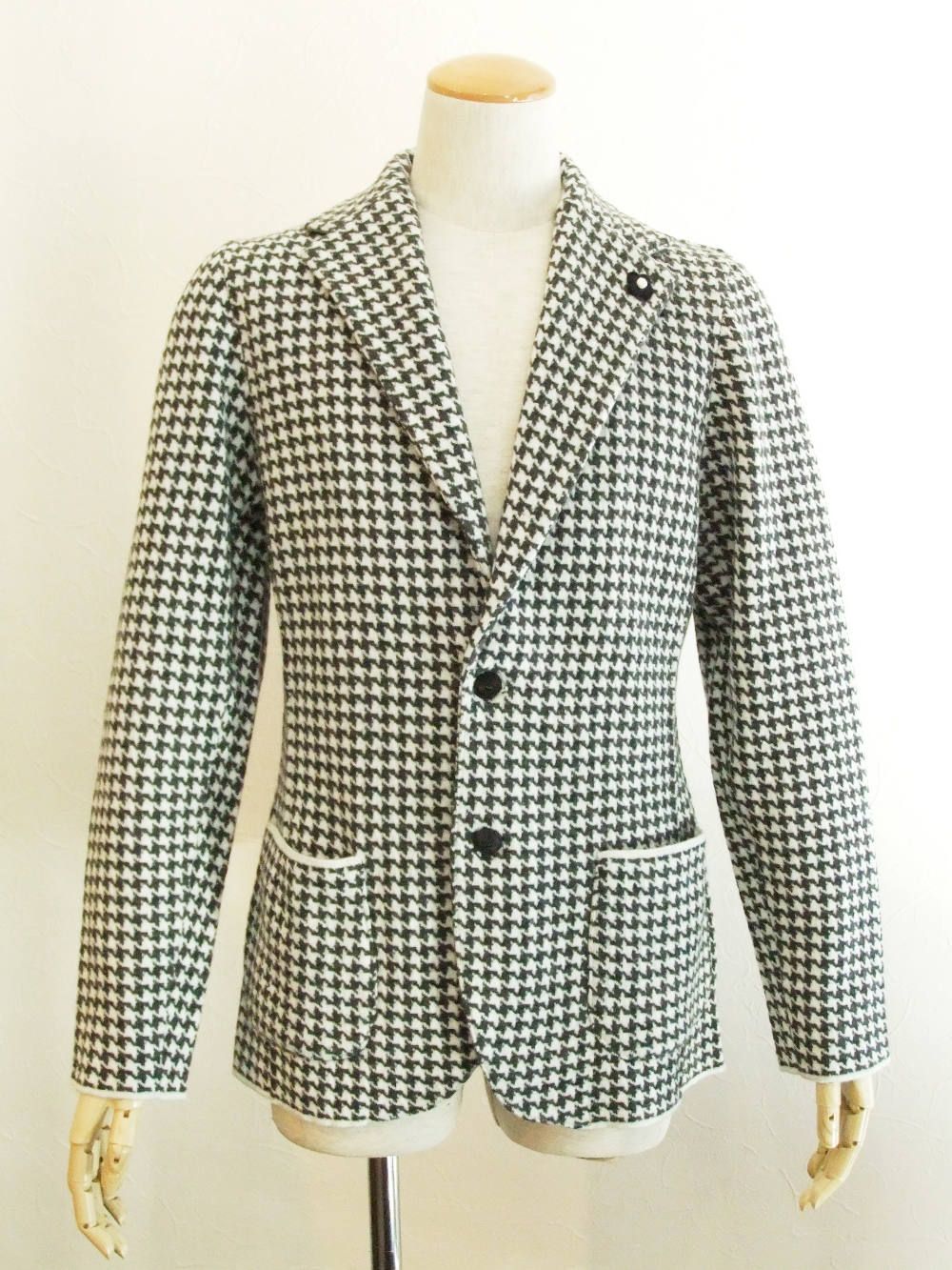 KNIT 2B JACKET  ハウンドツース ニットジャケット (グレー) LJM56-53014