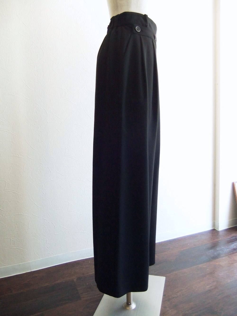ボタンベルト付き  ワイドパンツ (ブラック)   SP-11176