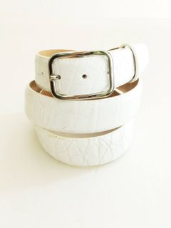 クロコダイル CROCODILE LEATHER BELT (ホワイト)