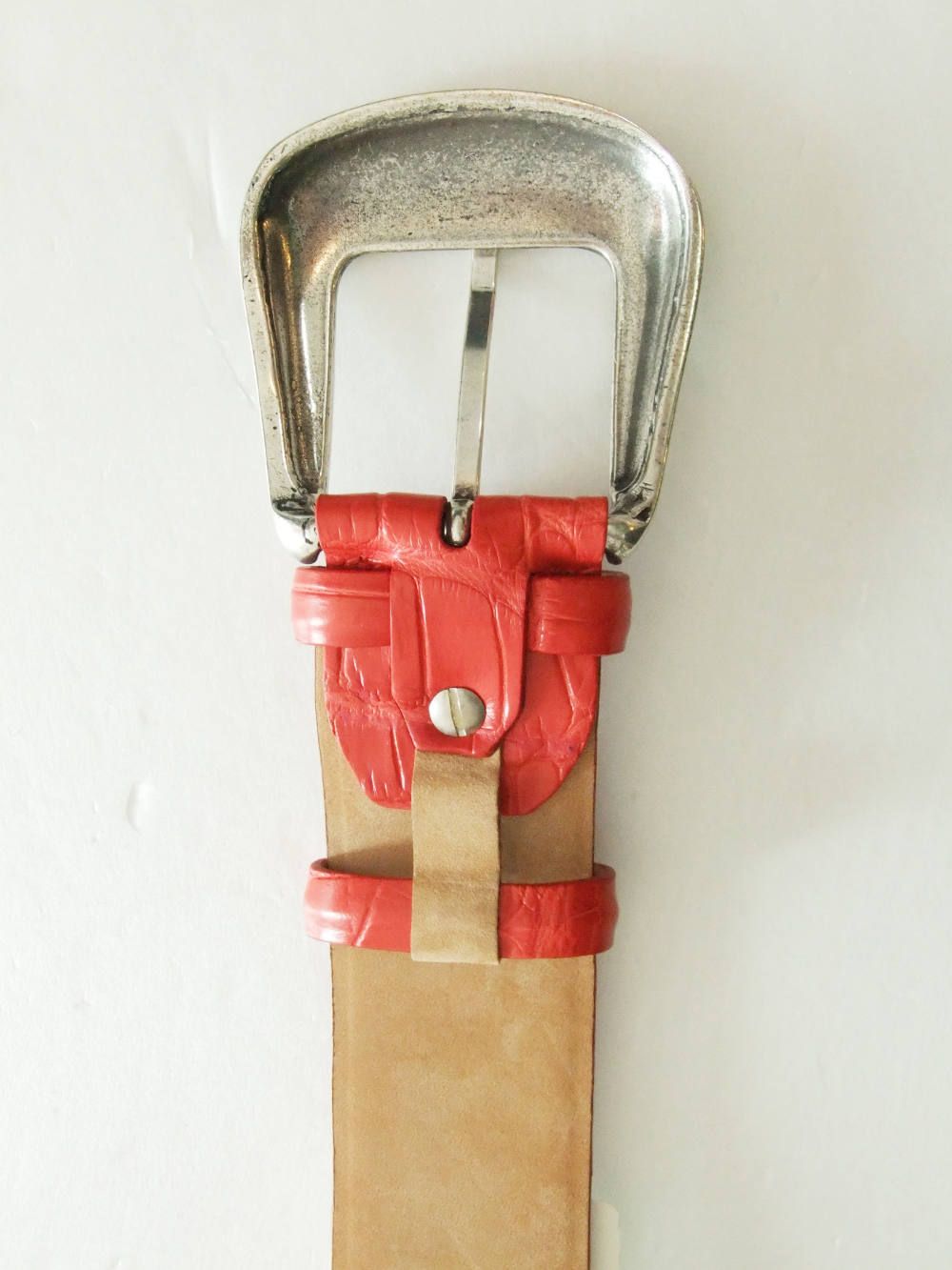 クロコダイル CROCODILE LEATHER BELT (レッド)