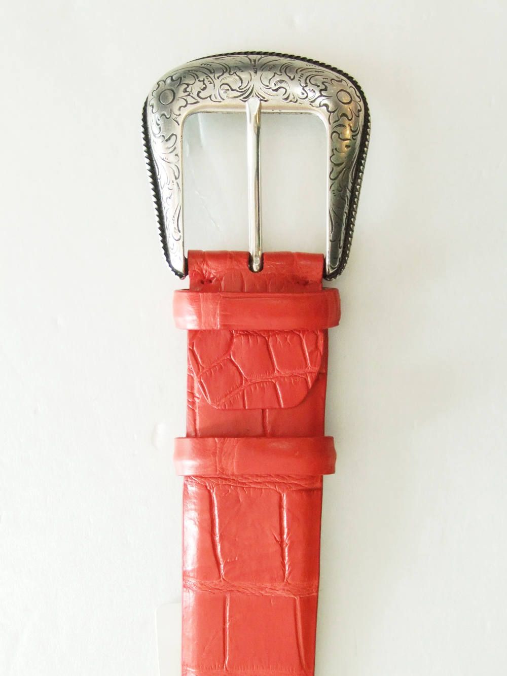 クロコダイル CROCODILE LEATHER BELT (レッド)