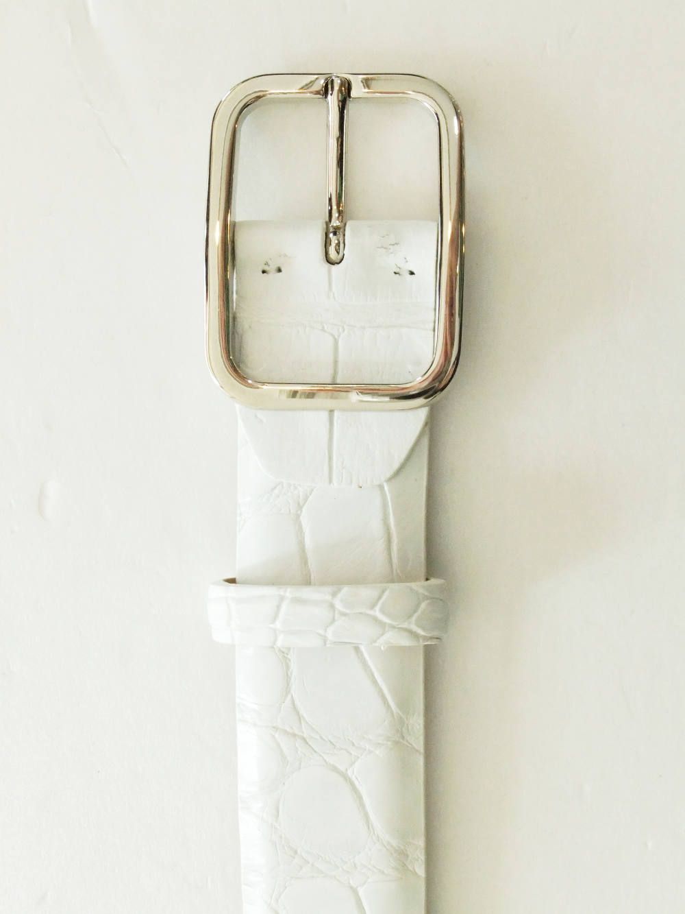 クロコダイル CROCODILE LEATHER BELT (ホワイト)
