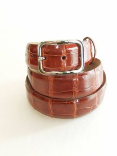 クロコダイル CROCODILE LEATHER BELT (ブラウン)