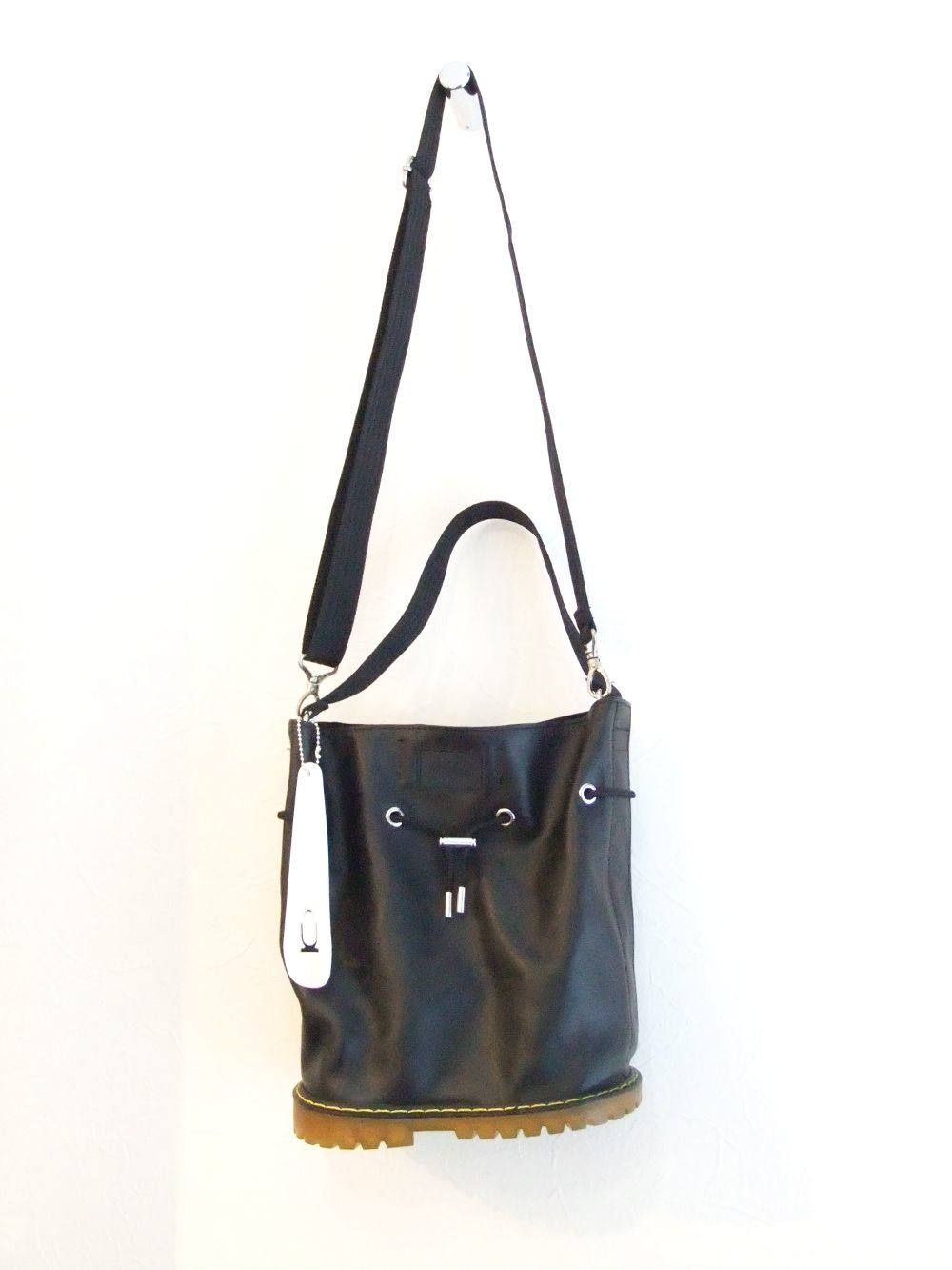 レザー 巾着型 2WAY トートバッグ   D-2 TYPE  (ブラック)