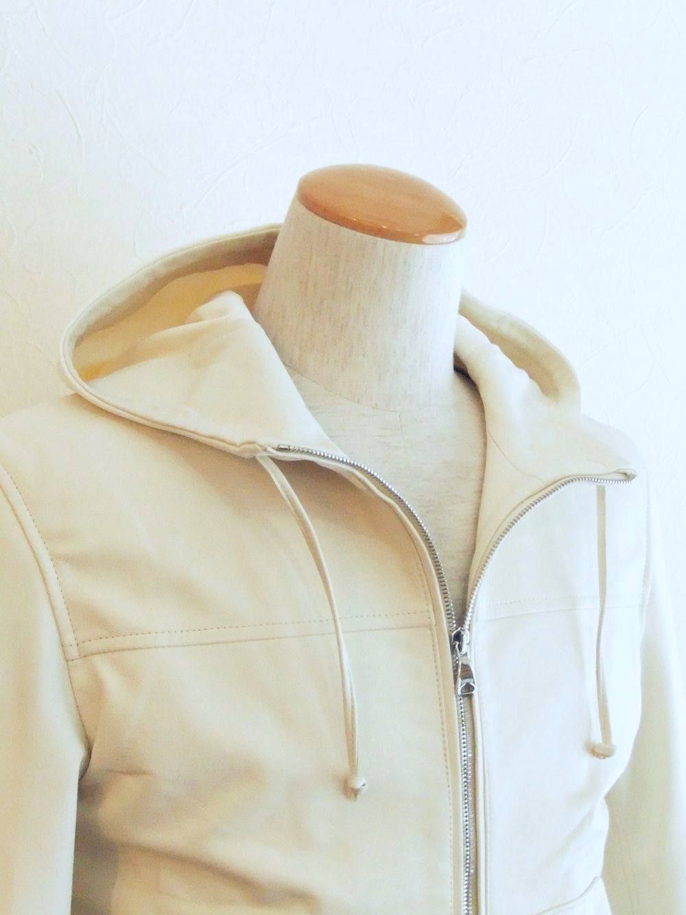 PETER  メンズ ラムスキン ナイロン 切り替え ジップアップパーカー  N SILK