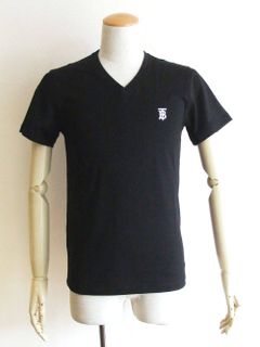 モノグラムモチーフ VーNECK コットン Tシャツ ( BLACK )