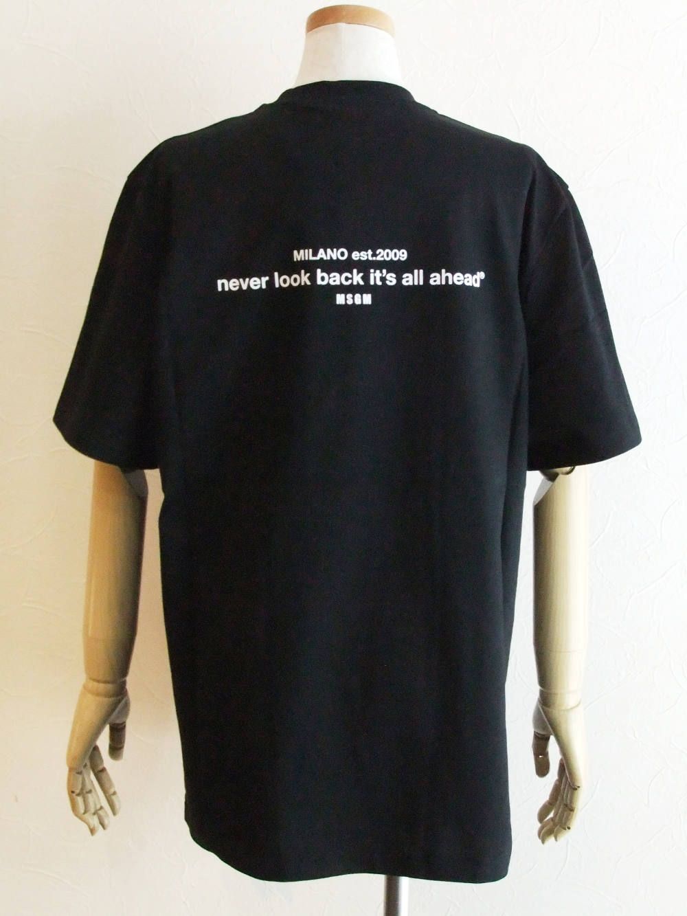 《LADIES》 ミニロゴ + バックロゴ プリント コットン Tシャツ (ブラック)  2841MDM211