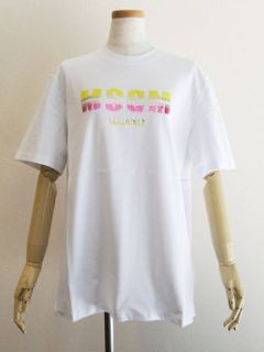 《LADIES》 スパンコール ロゴ刺繍 コットン Tシャツ (ホワイト)  2841MDM218