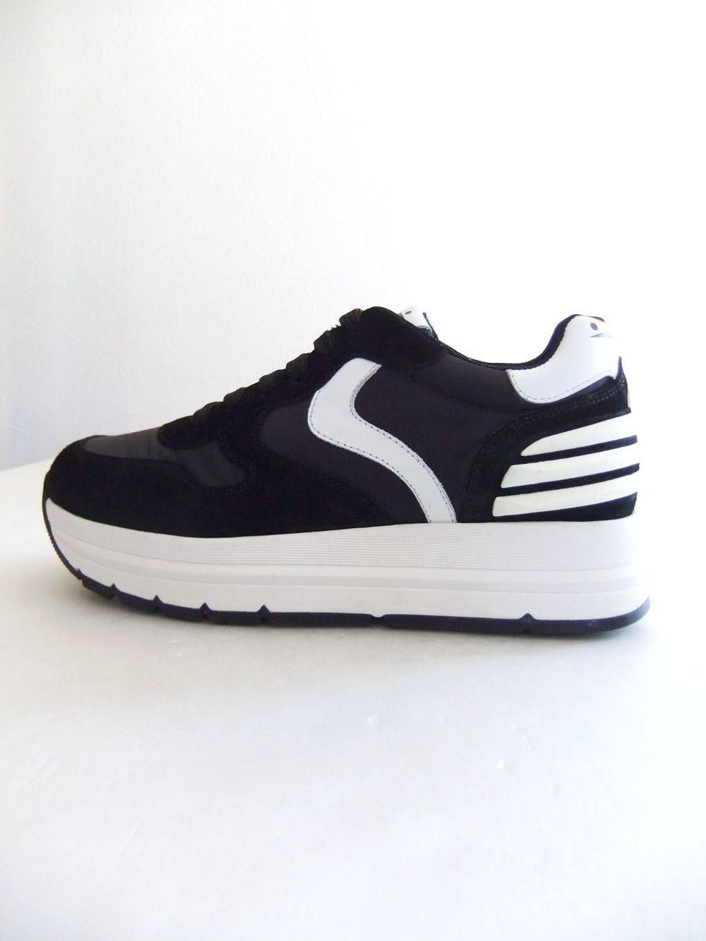 〈LADIES〉 MARAN POWER  ナイロン×レザー  スニーカー (ブラック×ホワイト)   1A16