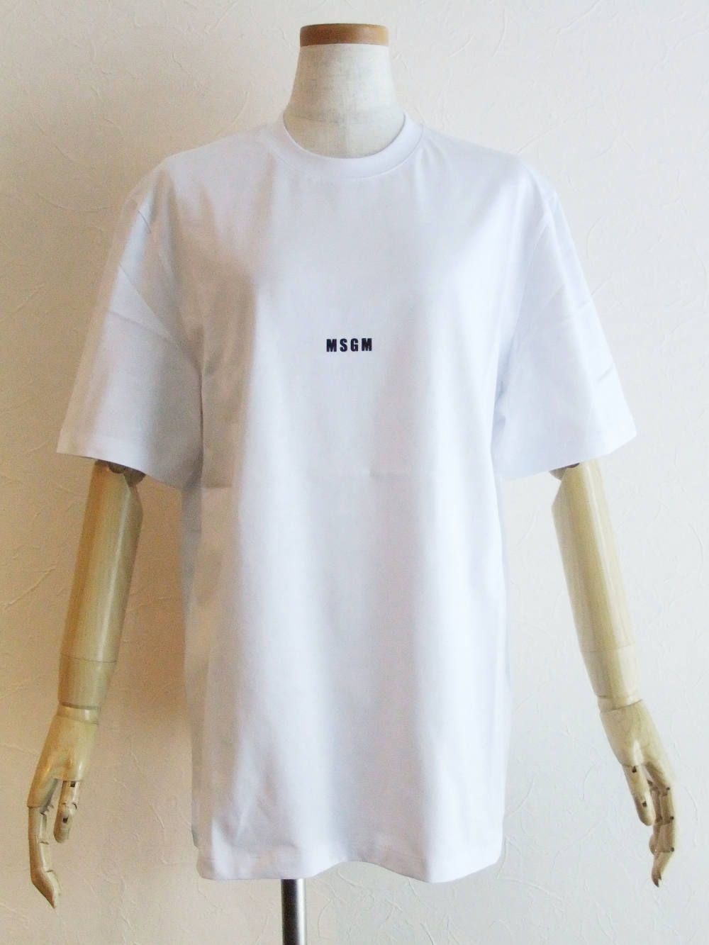 《LADIES》 ミニロゴ + バックロゴ プリント コットン Tシャツ (ホワイト)  2841MDM211