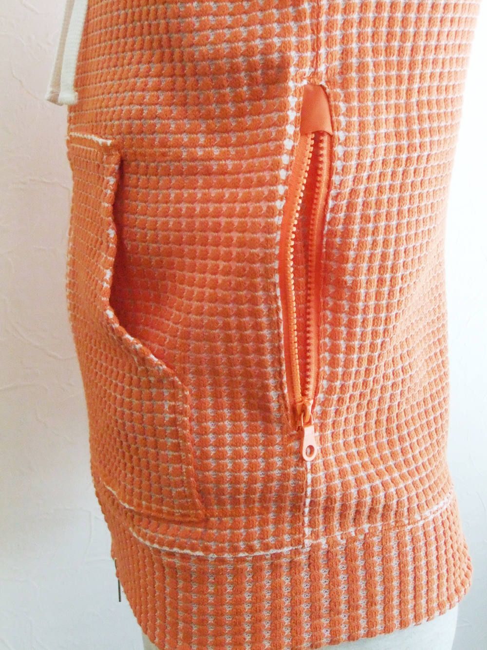 CAVIANA   コットンワッフル ダブルジップパーカー ( ORANGE )
