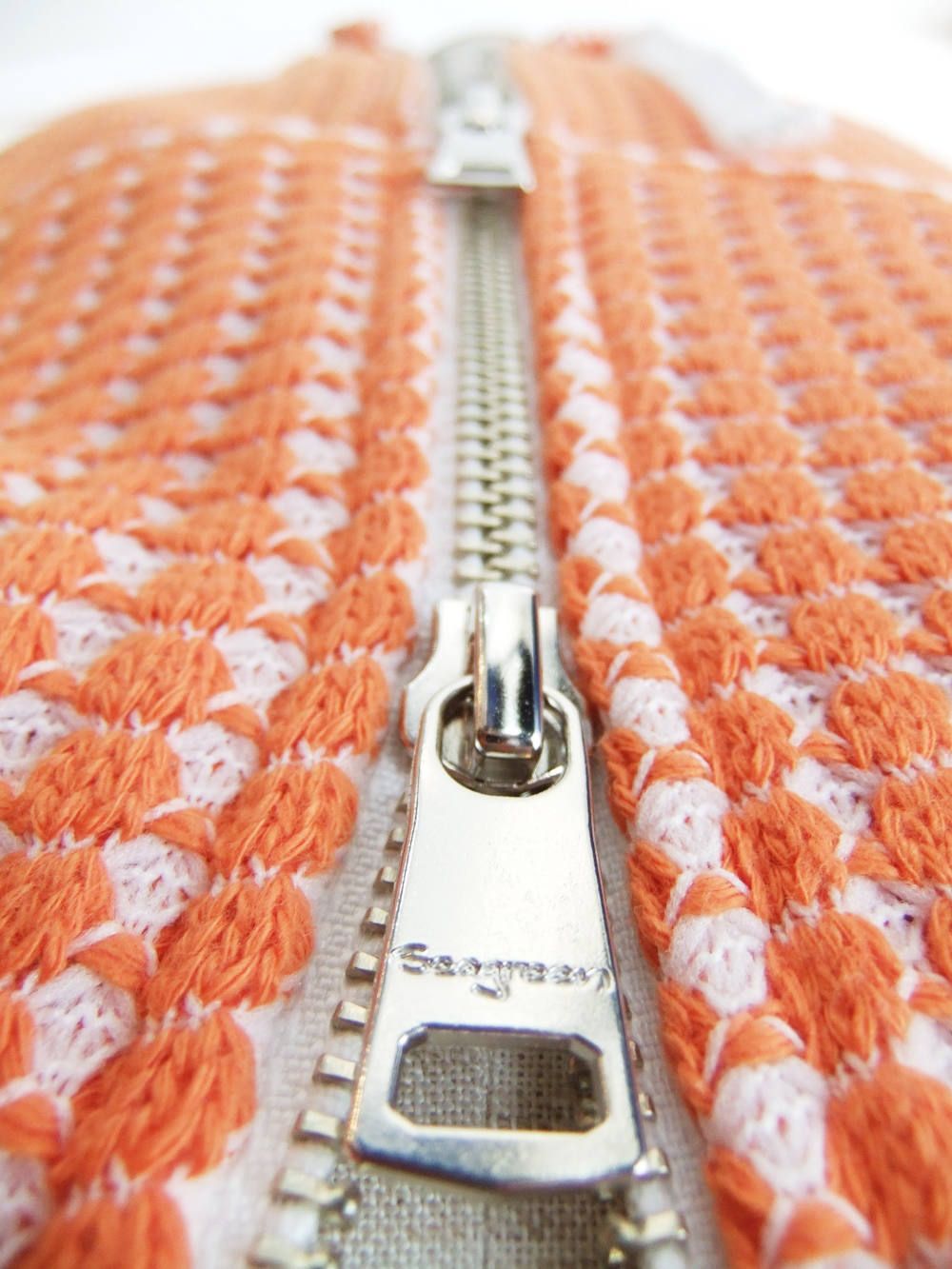 CAVIANA   コットンワッフル ダブルジップパーカー ( ORANGE )