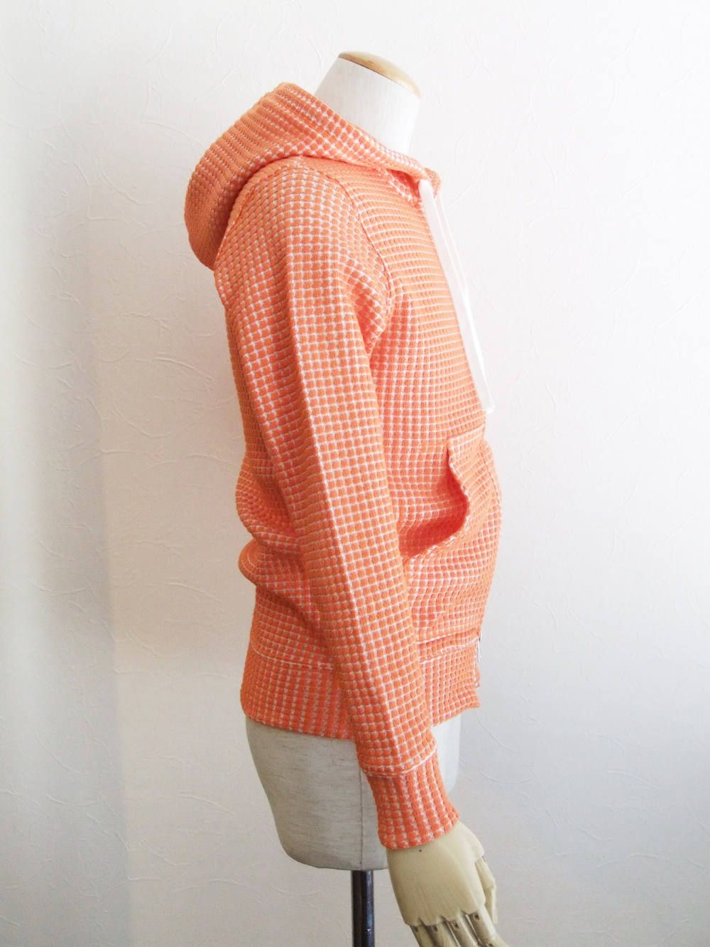 CAVIANA   コットンワッフル ダブルジップパーカー ( ORANGE )