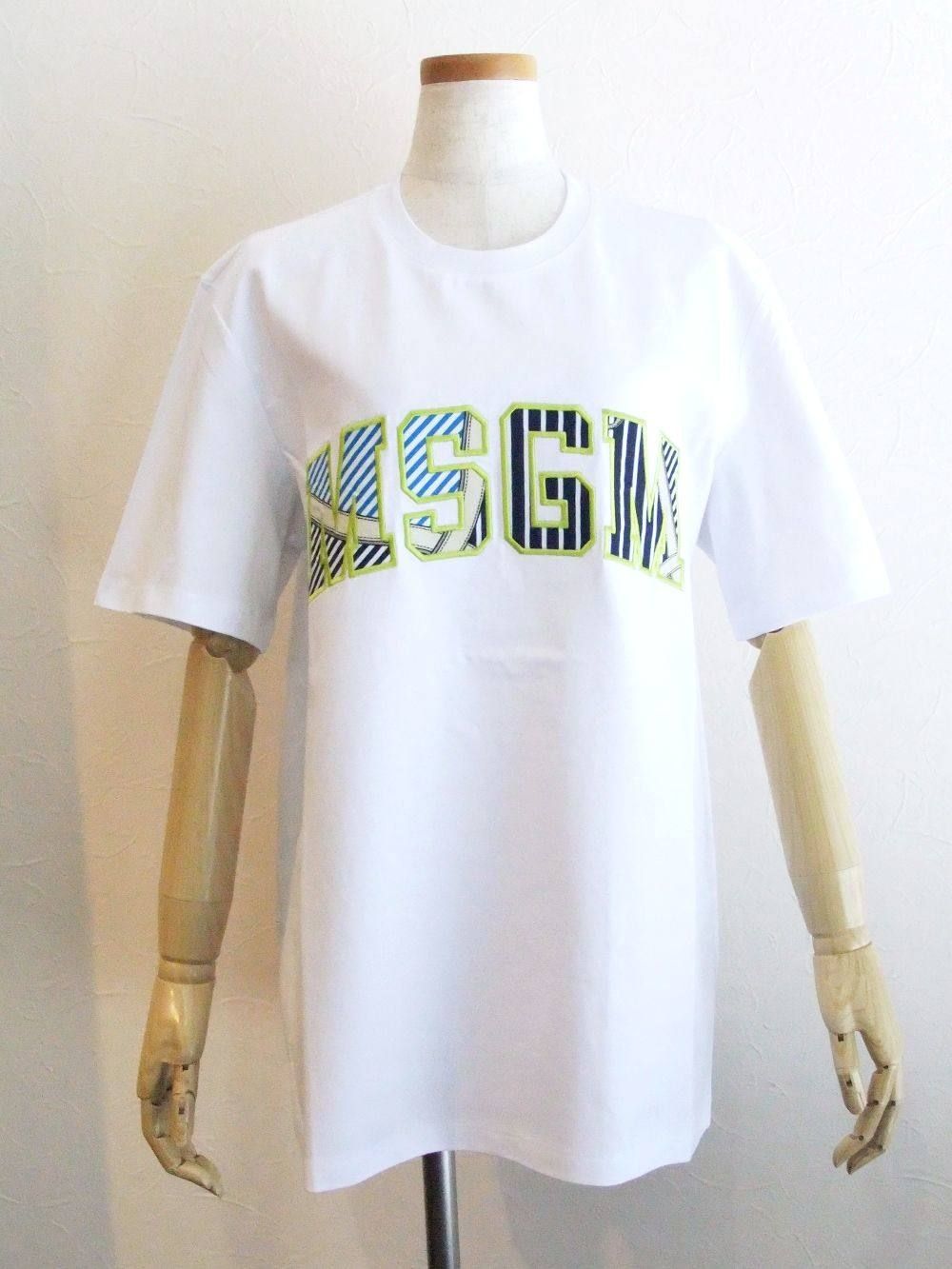 《LADIES》 カレッジ ロゴプリント コットン T-シャツ (ホワイト)  MDM98-207298
