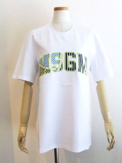 《LADIES》 カレッジ ロゴプリント コットン T-シャツ (ホワイト)  MDM98-207298