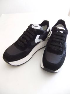 〈LADIES〉 MARAN POWER  ナイロン×レザー  スニーカー (ブラック×ホワイト)   1A16