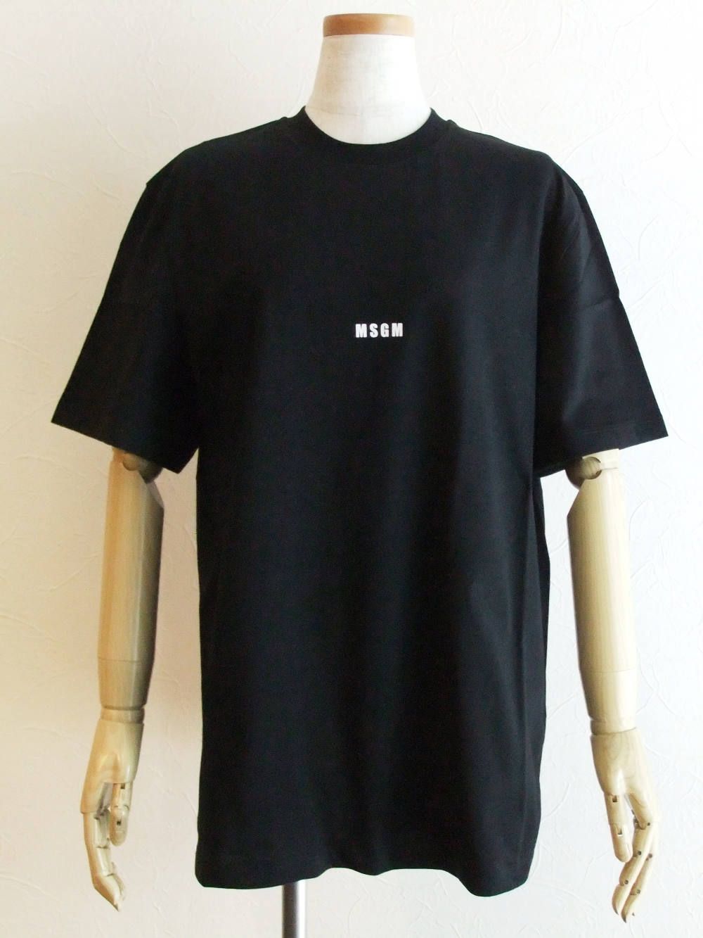 《LADIES》 ミニロゴ + バックロゴ プリント コットン Tシャツ (ブラック)  2841MDM211