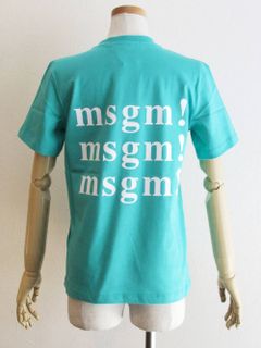 《LADIES》 バック ロゴプリント コットン T-シャツ (ミントグリーン)  2841MDM225